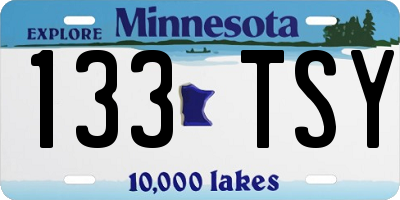 MN license plate 133TSY