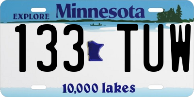 MN license plate 133TUW