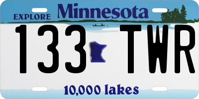 MN license plate 133TWR