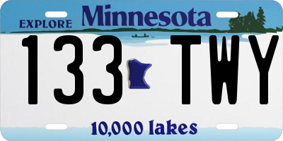 MN license plate 133TWY