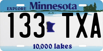 MN license plate 133TXA
