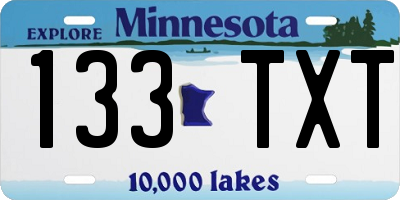 MN license plate 133TXT