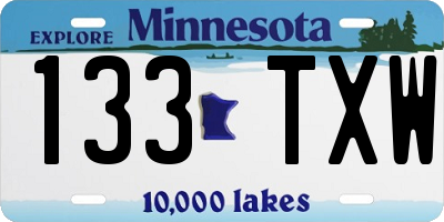 MN license plate 133TXW