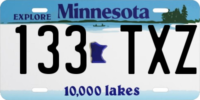 MN license plate 133TXZ