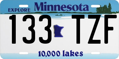 MN license plate 133TZF