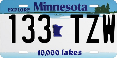 MN license plate 133TZW