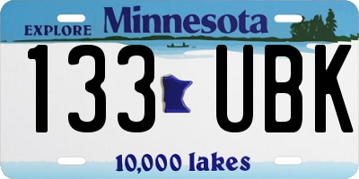MN license plate 133UBK