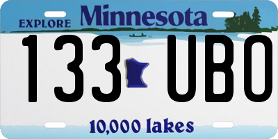 MN license plate 133UBO