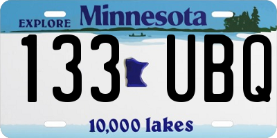 MN license plate 133UBQ