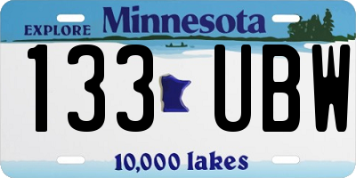MN license plate 133UBW