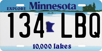 MN license plate 134LBQ