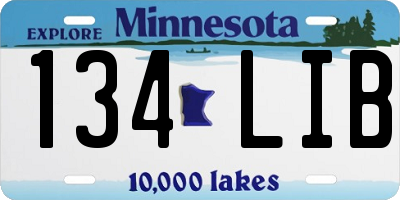 MN license plate 134LIB