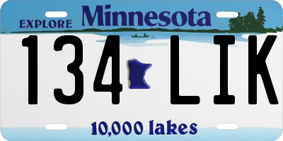 MN license plate 134LIK