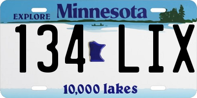 MN license plate 134LIX