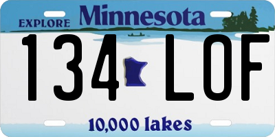 MN license plate 134LOF