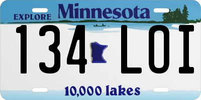 MN license plate 134LOI