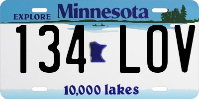 MN license plate 134LOV