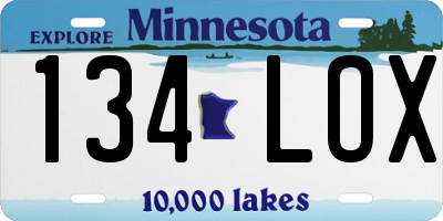 MN license plate 134LOX