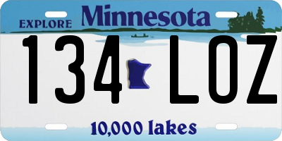 MN license plate 134LOZ