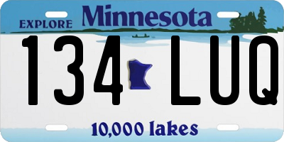MN license plate 134LUQ