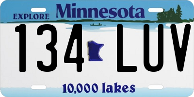 MN license plate 134LUV