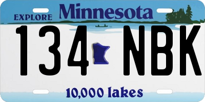 MN license plate 134NBK