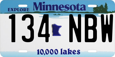 MN license plate 134NBW