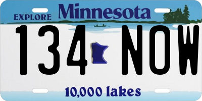 MN license plate 134NOW