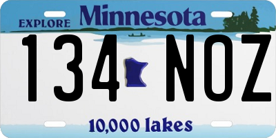 MN license plate 134NOZ