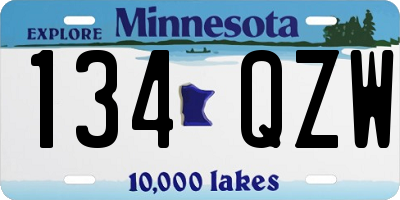 MN license plate 134QZW