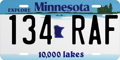 MN license plate 134RAF