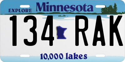 MN license plate 134RAK