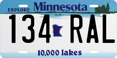 MN license plate 134RAL