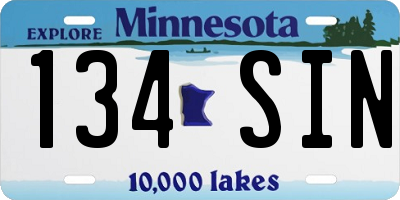 MN license plate 134SIN