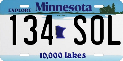 MN license plate 134SOL