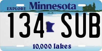 MN license plate 134SUB