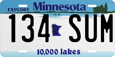 MN license plate 134SUM