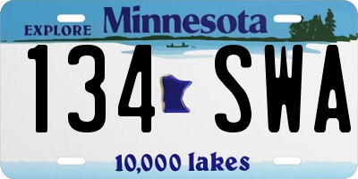 MN license plate 134SWA