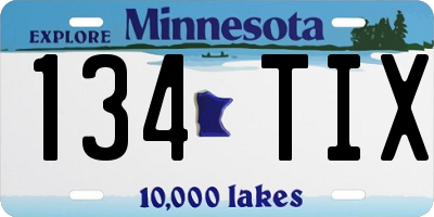 MN license plate 134TIX