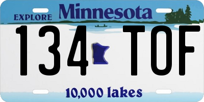 MN license plate 134TOF