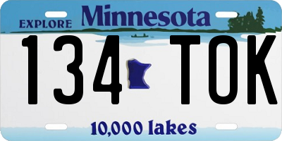 MN license plate 134TOK