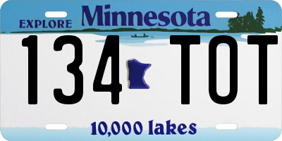 MN license plate 134TOT