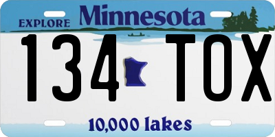 MN license plate 134TOX