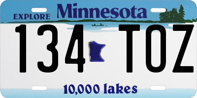 MN license plate 134TOZ