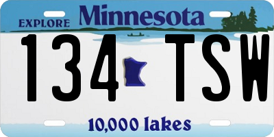 MN license plate 134TSW