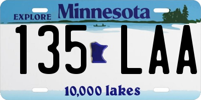 MN license plate 135LAA