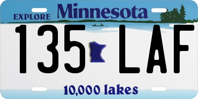 MN license plate 135LAF