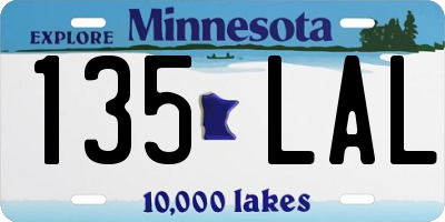 MN license plate 135LAL