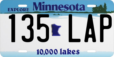 MN license plate 135LAP