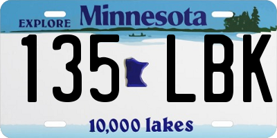 MN license plate 135LBK